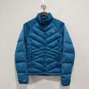 The North Face Women's Size Small Full Zip 550 Down Puffer Jacket Coat Teal